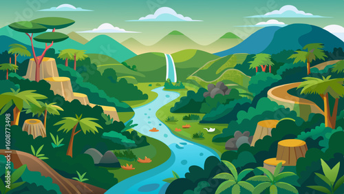 aerial view of the amazon rainforest landscape