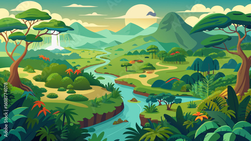 aerial view of the amazon rainforest landscape