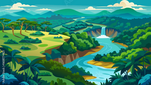 aerial view of the amazon rainforest landscape
