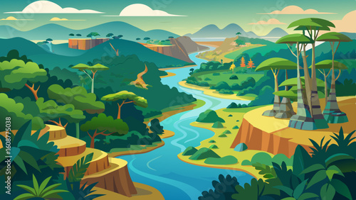 aerial view of the amazon rainforest landscape