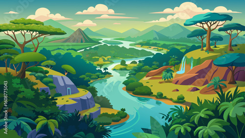 aerial view of the amazon rainforest landscape