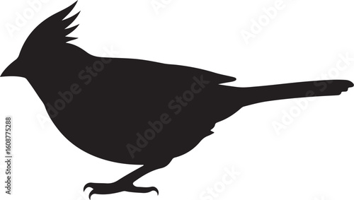 Minimalist vector silhouette of a northern cardinal isolated on transparent background