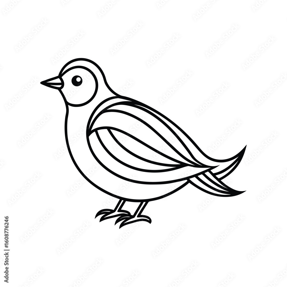 Fototapeta premium Bird line art, Bird line drawing, cute bird outline
