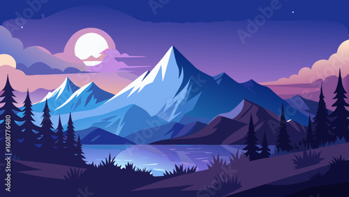 beautiful mountain landscape white nights or mid