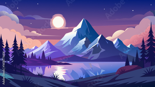 beautiful mountain landscape white nights or mid