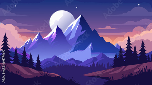 beautiful mountain landscape white nights or mid