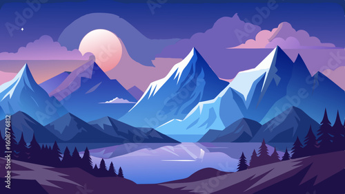 beautiful mountain landscape white nights or mid