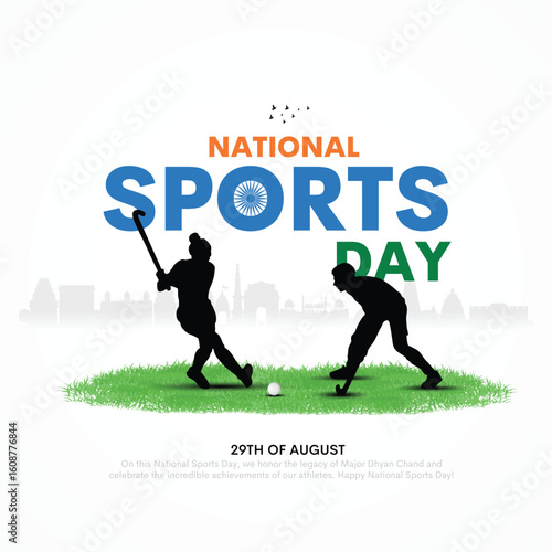 National Sports Day creative vector illustration design with sports player.