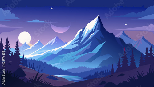 beautiful mountain landscape white nights or mid