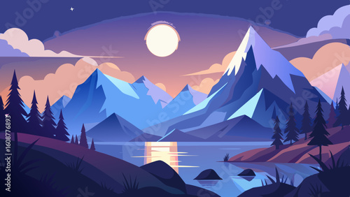 beautiful mountain landscape white nights or mid