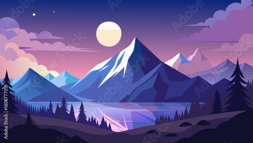 beautiful mountain landscape white nights or mid