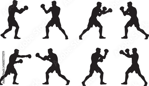 Wallpaper Mural Black and white illustration of four figures silhouette isolated on transparent background Torontodigital.ca