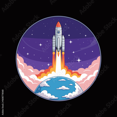 Rocket Ascending from Earth