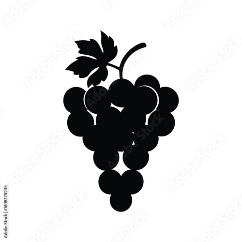 Grape cluster in a black silhouette, a simple and elegant design.
