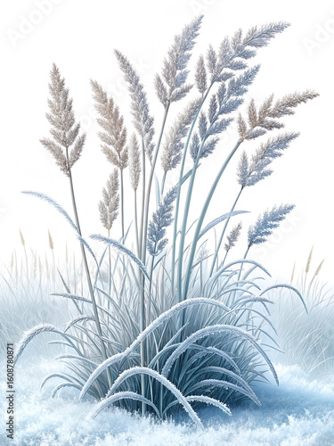 Wallpaper Mural A stunning close-up of frosted grass and reeds, covered in a shimmering layer of ice and snow.  Torontodigital.ca