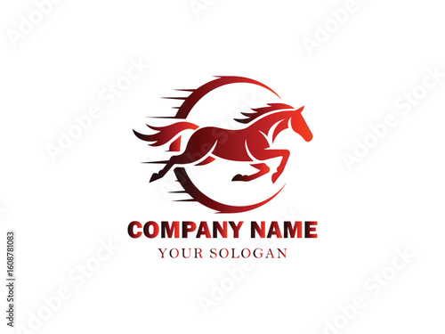 Dynamic Illustration of a Fiery Horse Leaping, Perfect for a Bold Company Logo