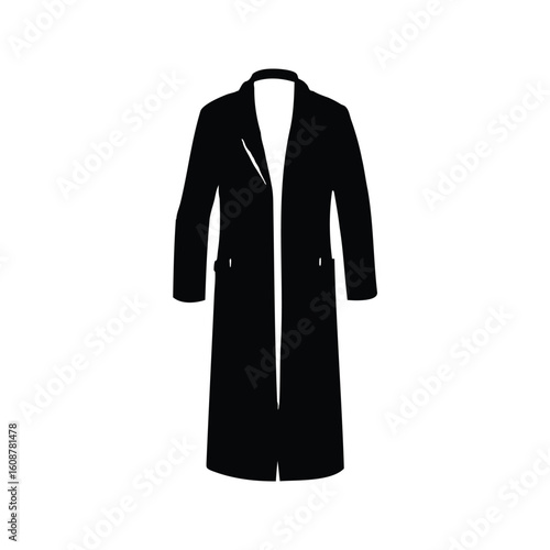 Black and White Silhouette of a Long Formal Overcoat for Fall Season