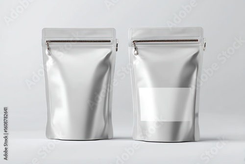 Glossy transparent pouch with zip lock closure displayed on a white background for custom design.