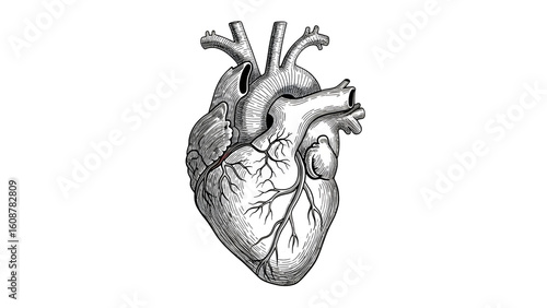 Fototapeta kuchenna Human heart anatomy illustration drawing for medical education and healthcare professionals study 100 on transparent background