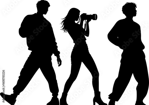 Silhouette Vector of Photographer with Camera – Capturing the Moment
