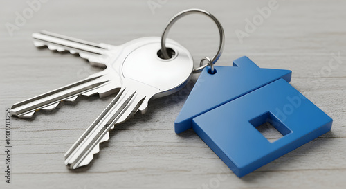 House keys and blue house - Kunci dan gantungan icon rumah