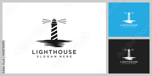 lighthouse logo design vector template