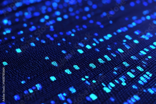 Pixelated abstract pattern in blue, designed for modern tech and financial industry themes.