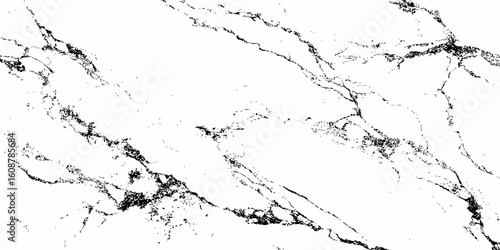 A high-resolution, close-up shot of a white marble or quartz surface with prominent, intricate black veining. The pattern should suggest natural stone,ideal for countertops, flooring,or wall cladding.