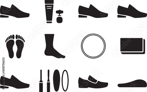 Footwear and Shoe Care Icons Collection