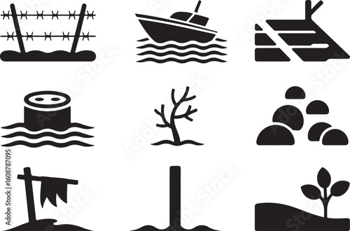 Environmental Pollution and Recovery Icons Collection