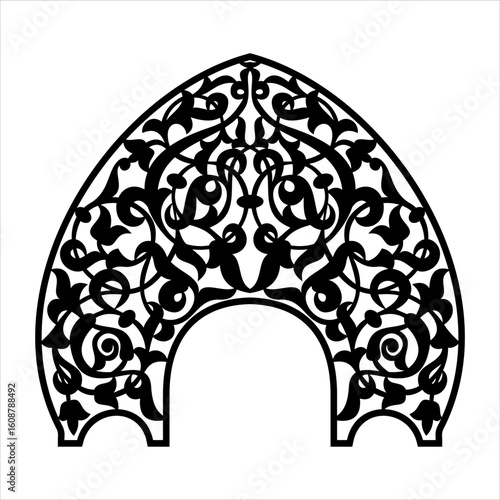 Cuadro en lienzo Laser Cut Ornamental Arch Design – Floral Decorative Gate SVG for Wedding & Craf