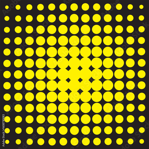 abstract yellow halftone on black background pattern.