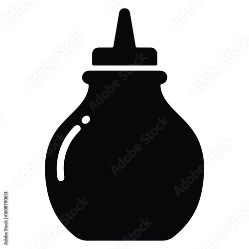 Sleek black sauce bottle icon illustration representing condiments and culinary creativity