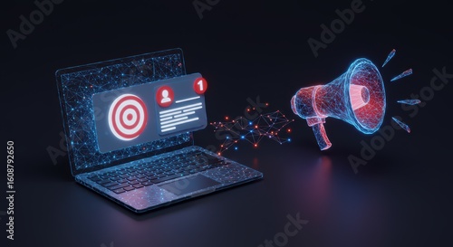 Digital Marketing Campaign Announcement and Target Audience Engagement Strategy Visualization