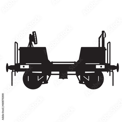 Black and white silhouette illustration of a railway wagon detailed and simple