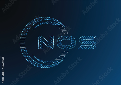NOS low poly letter logo vector design. NOS lower poly logo design. Low poly logo.