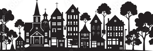 Black silhouette illustration of a phoenix bird isolated on transparent background