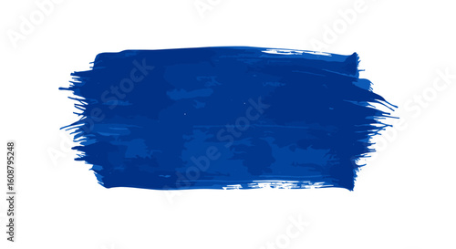 Vibrant blue brush stroke on white background for artistic designs