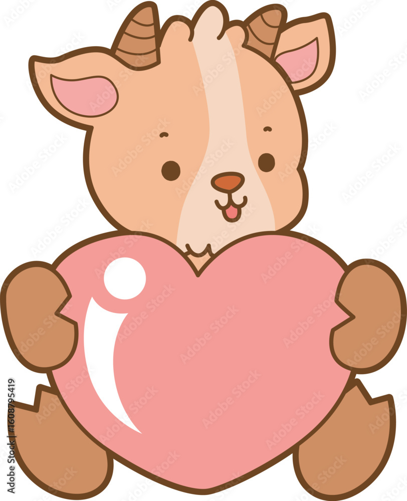 Fototapeta premium Cute goat animal icon stickers with variation activities.