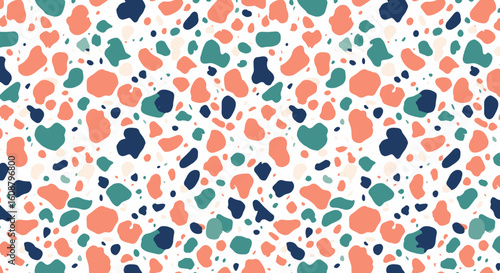 Colorful abstract terrazzo seamless pattern with modern organic shapes