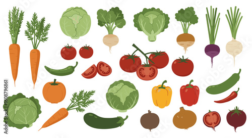 Colorful vegetable assortment with fresh tomatoes and leafy greens