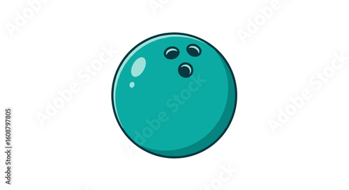 Glossy green bowling ball illustration with three finger holes