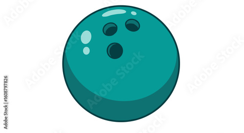 Teal bowling ball with highlighted surface on white background