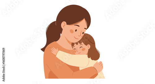 Heartwarming mother's day embrace: parent and child in warm tones
