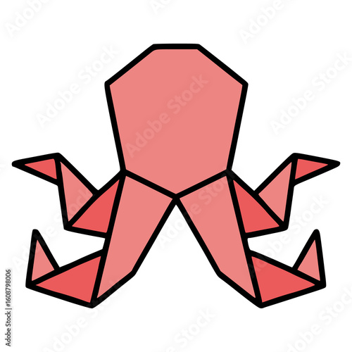 octopus origami papercraft hobby fun flat color vector illustration template design