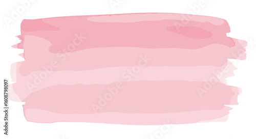 Soft pink watercolor brush stroke on white background
