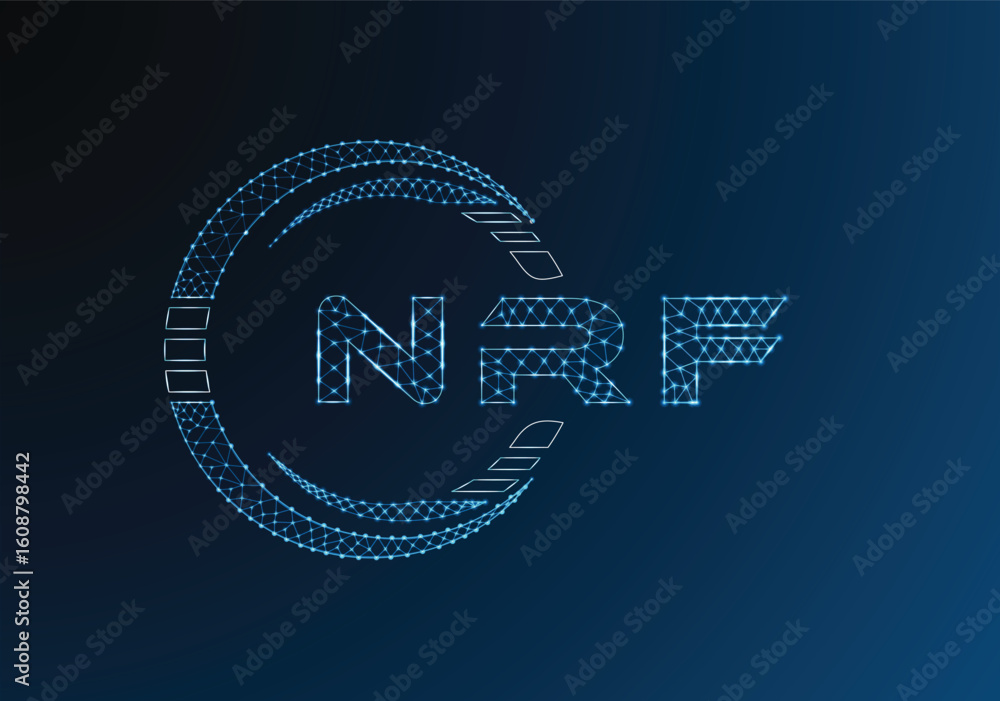 Naklejka premium NRF low poly letter logo vector design. NRF lower poly logo design. Low poly logo.