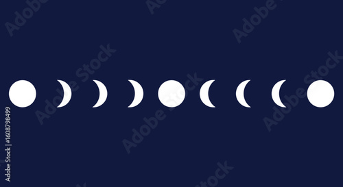 Minimalist moon phases on dark background