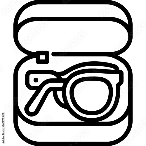 Folding glasses compact travel pocket outline vector