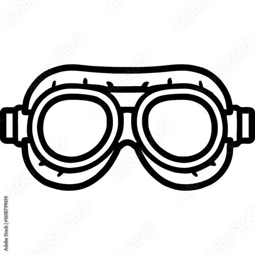 Aviator goggles vintage pilot leather outline vector